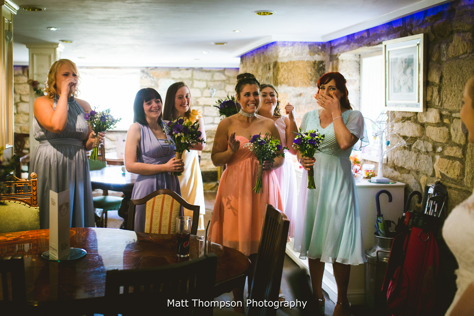 bridesmaids crying at the old barn west yorkshire