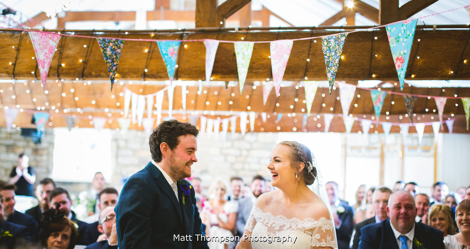 laughing at the ceremony