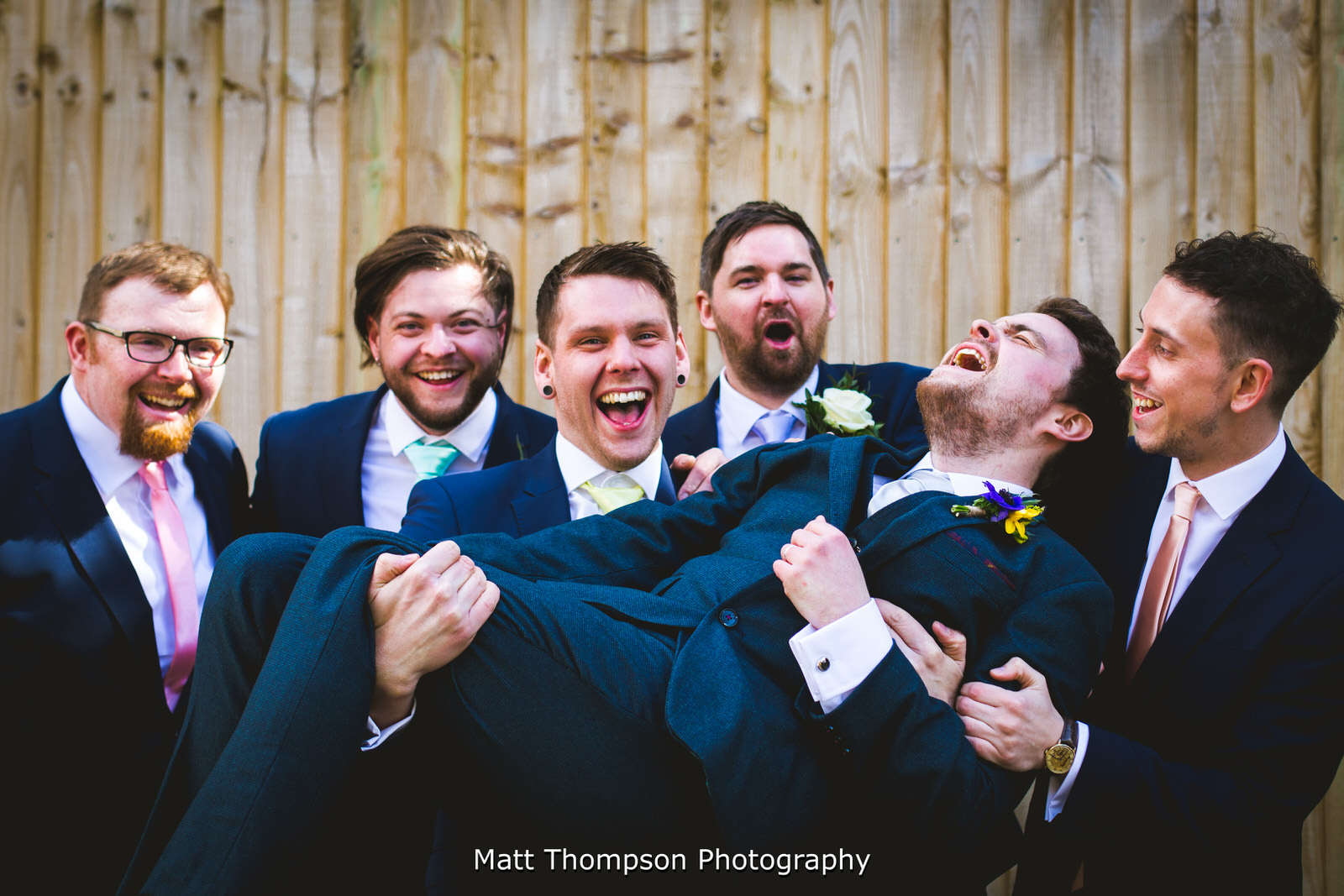 groom and groomsmen at the old barn esholt