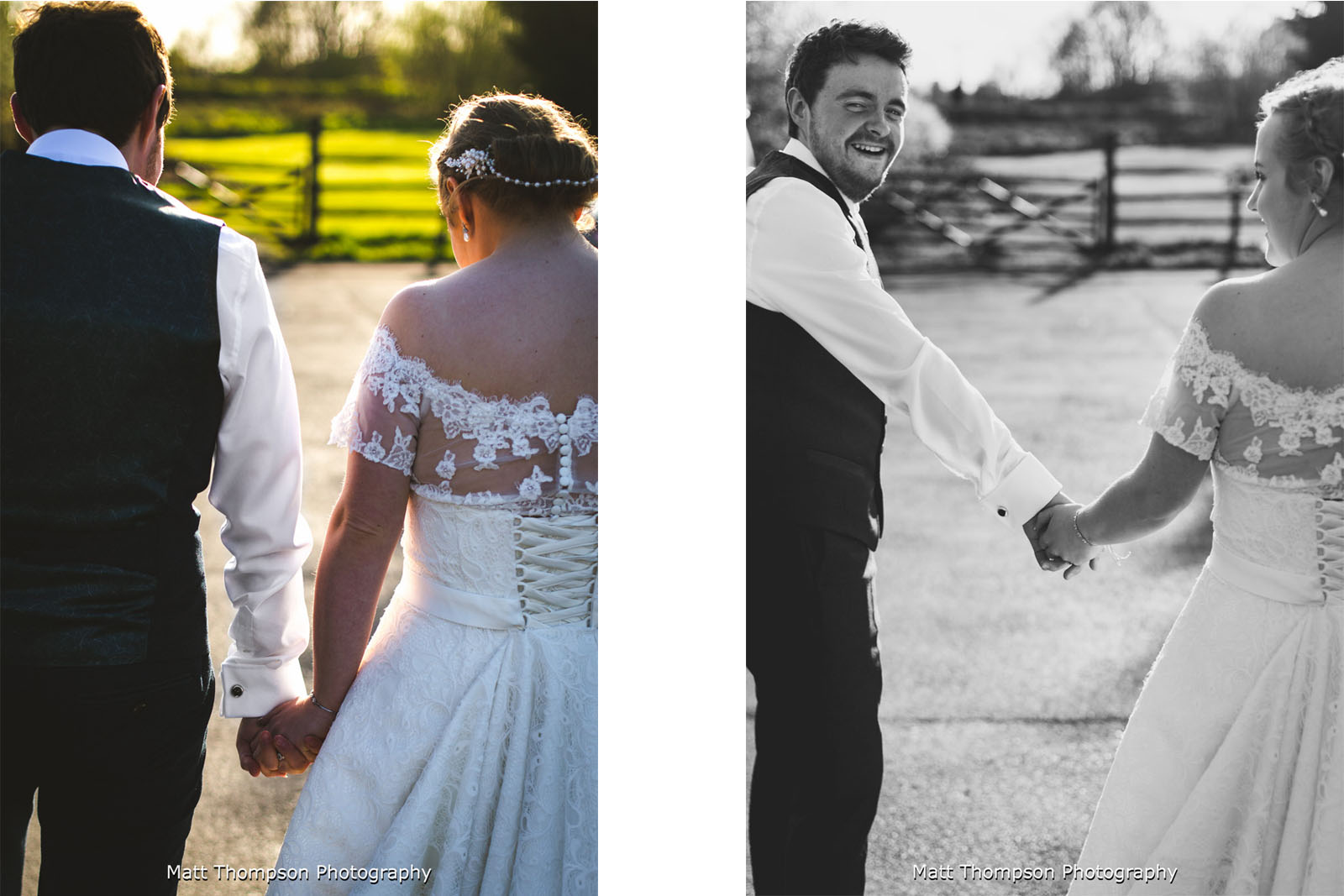 wedding couple holding hands