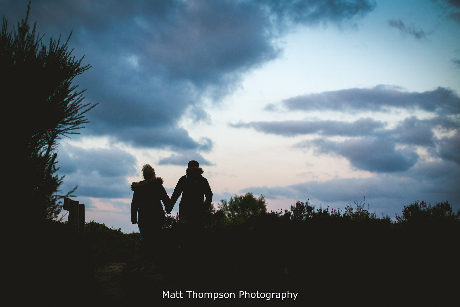 silhouette of engaged couple