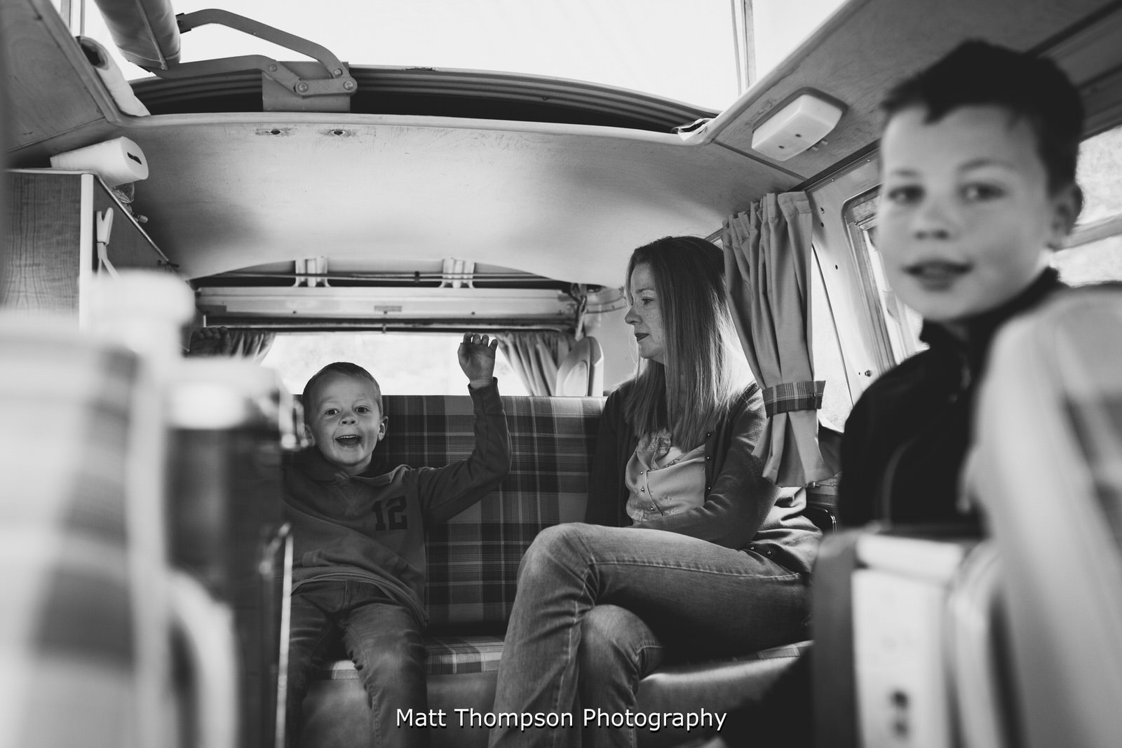family in a campervan