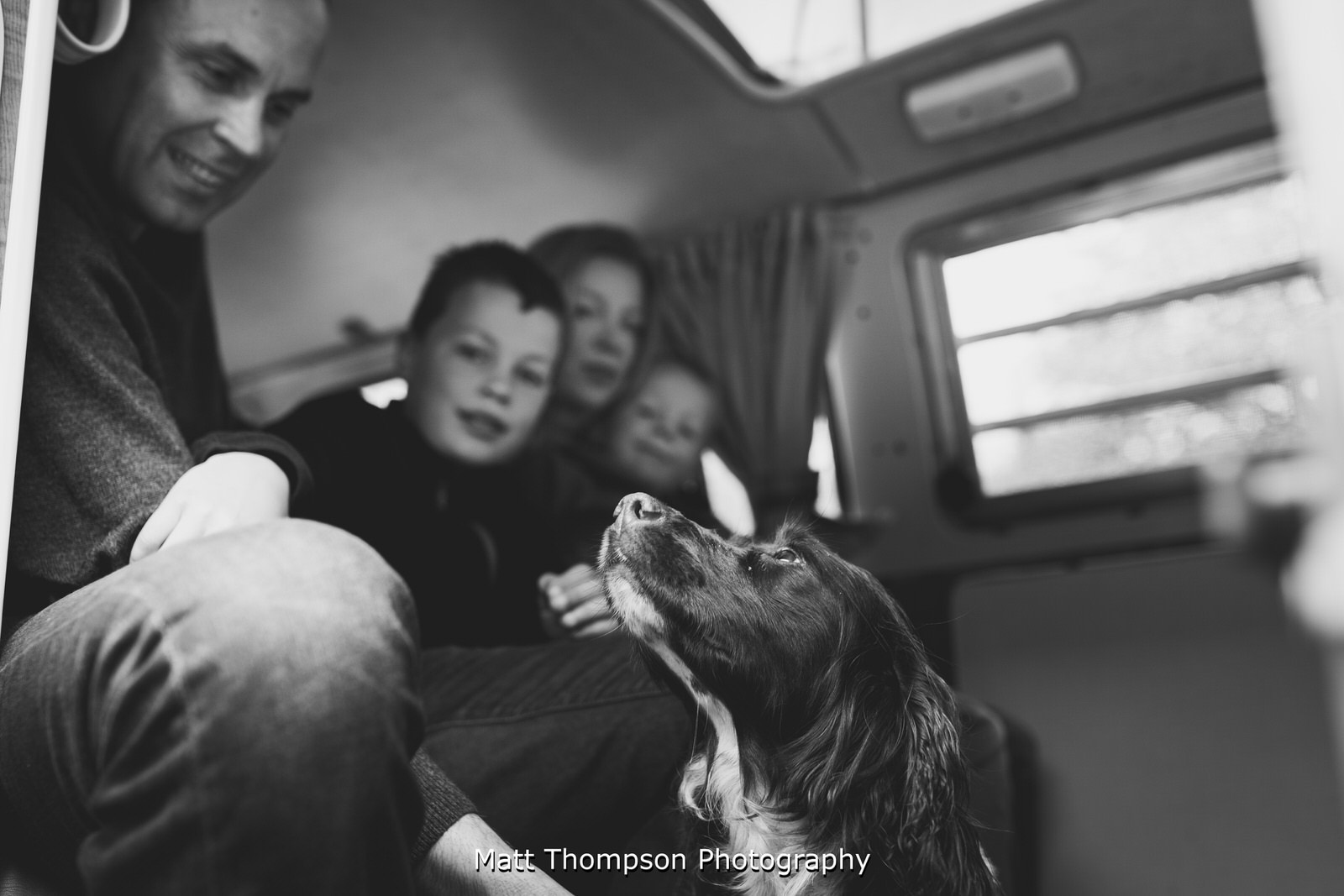 family in a campervan
