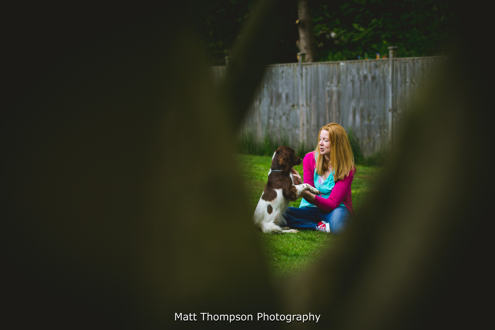 bride to be relaxing with her dog