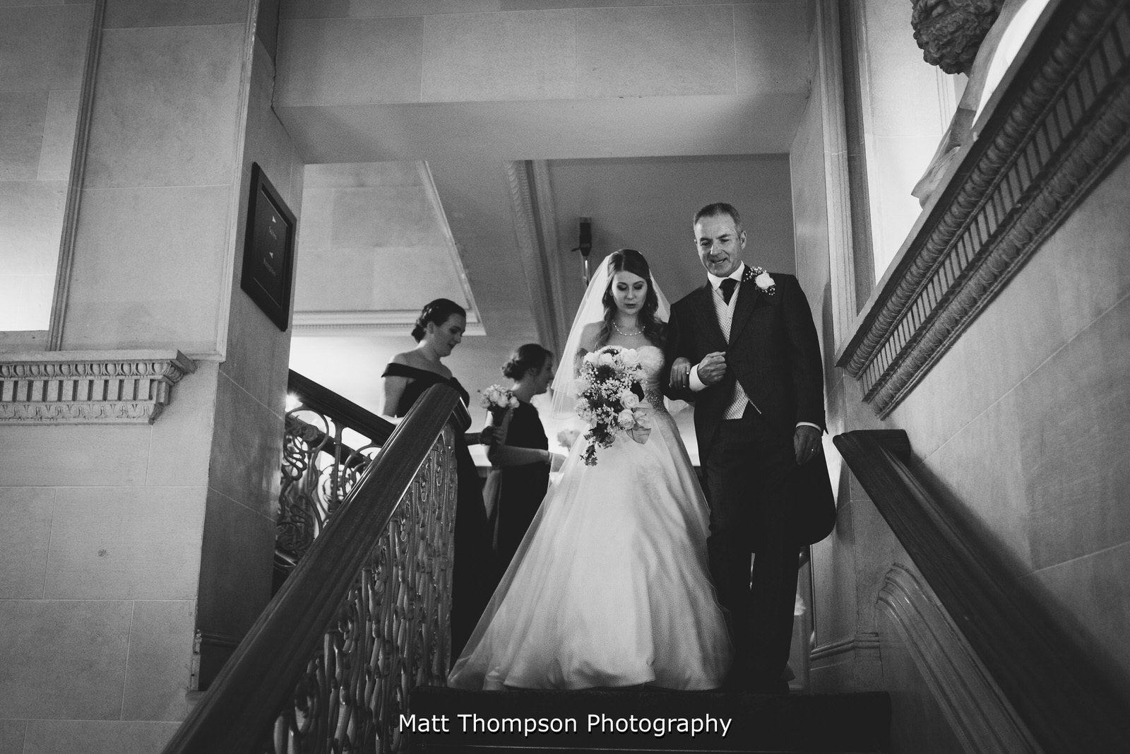 walking down the stairs at oulton hall
