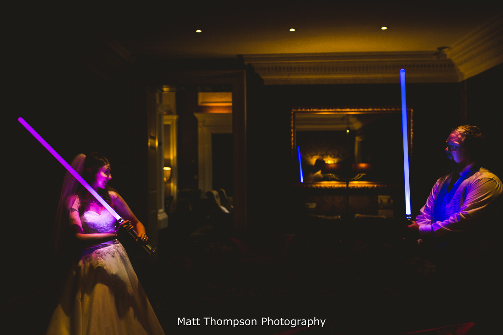 light saber wedding photography