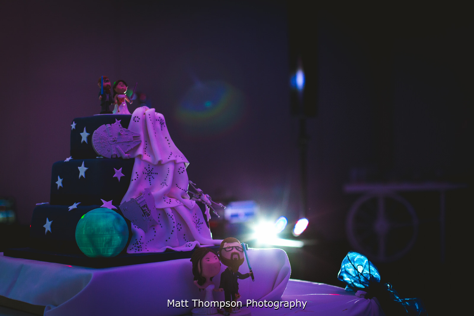 wedding cake lit up