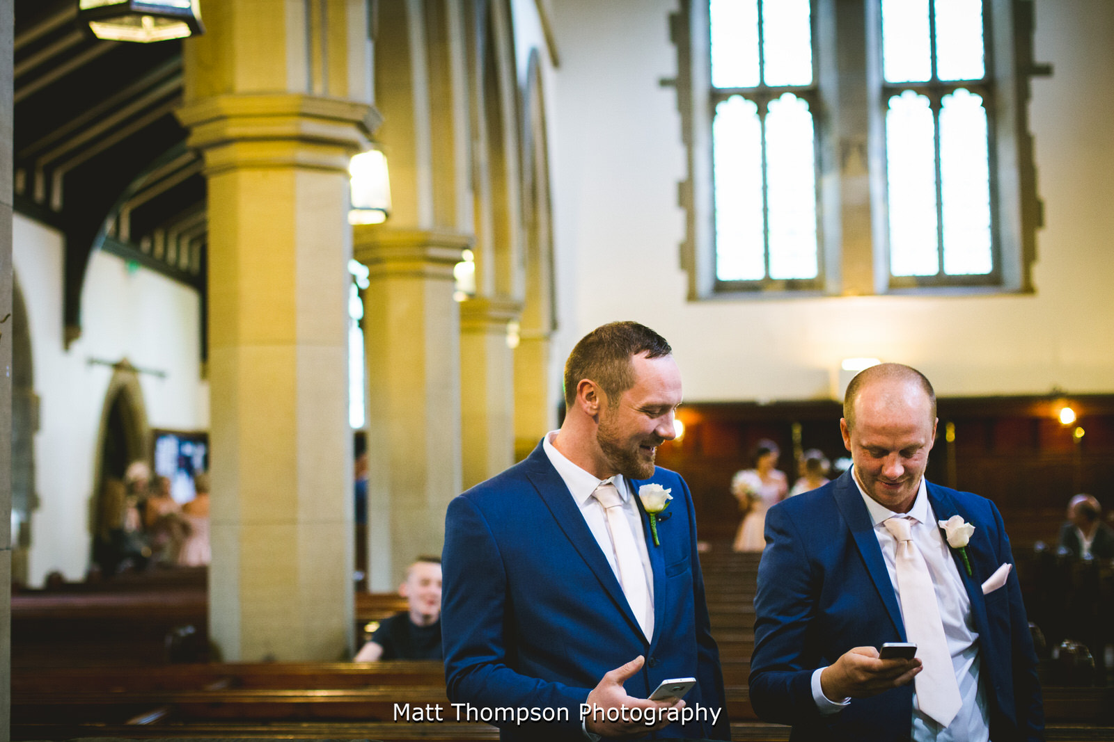groomsmen on phones