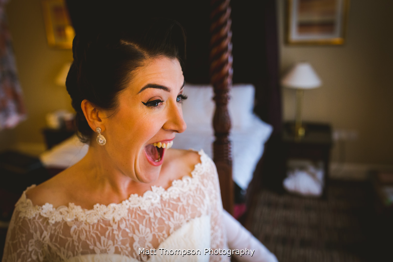 happy excited bride at the old swan