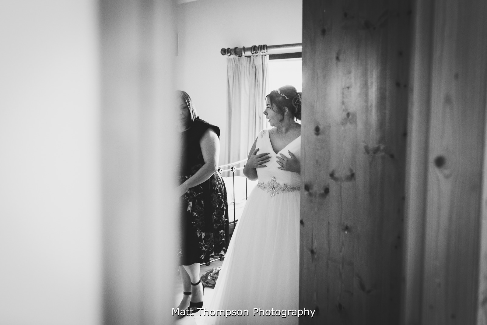 getting into the wedding dress