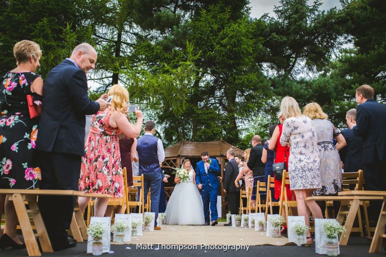 outdoor wedding ceremony at villa farm