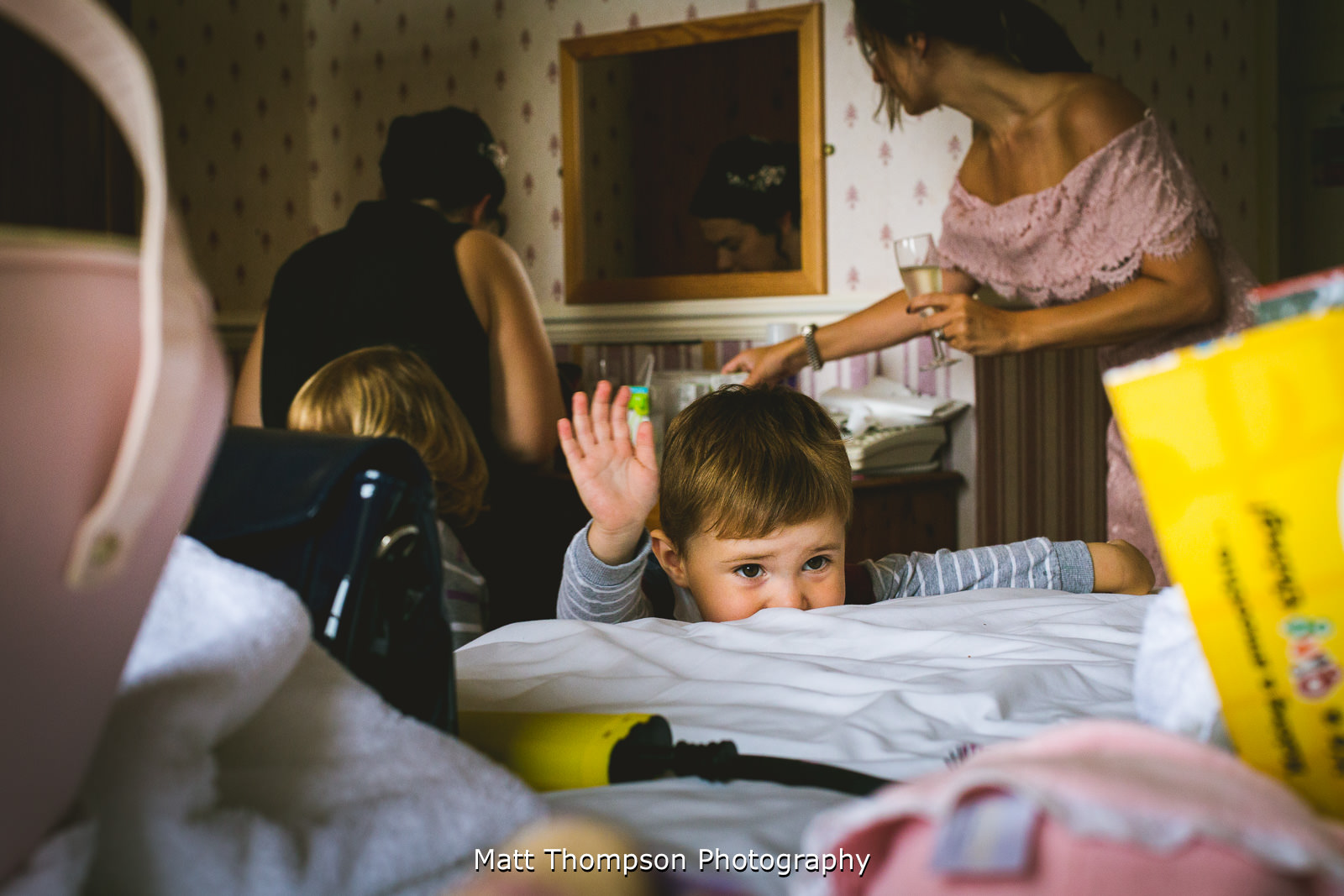 bridal prep with kids