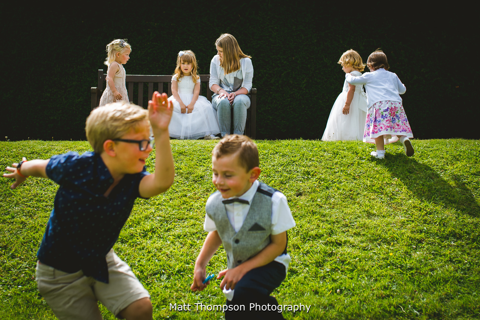 kids playing at a wedding wortley hall