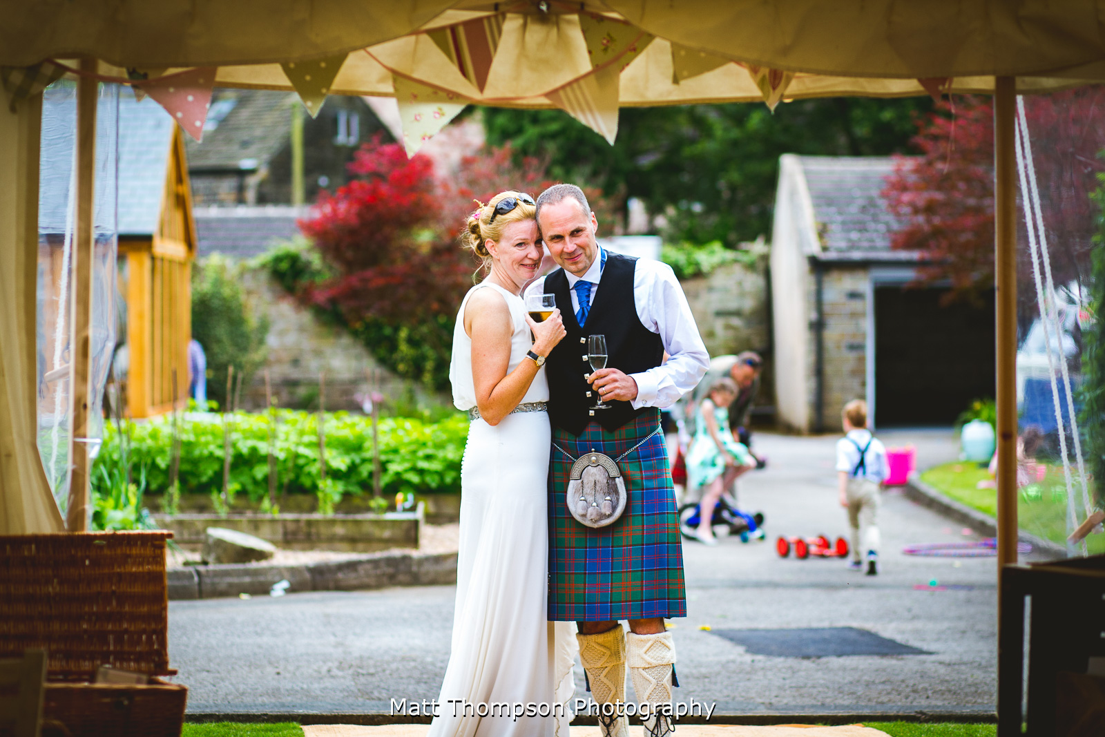 marquee wedding couple