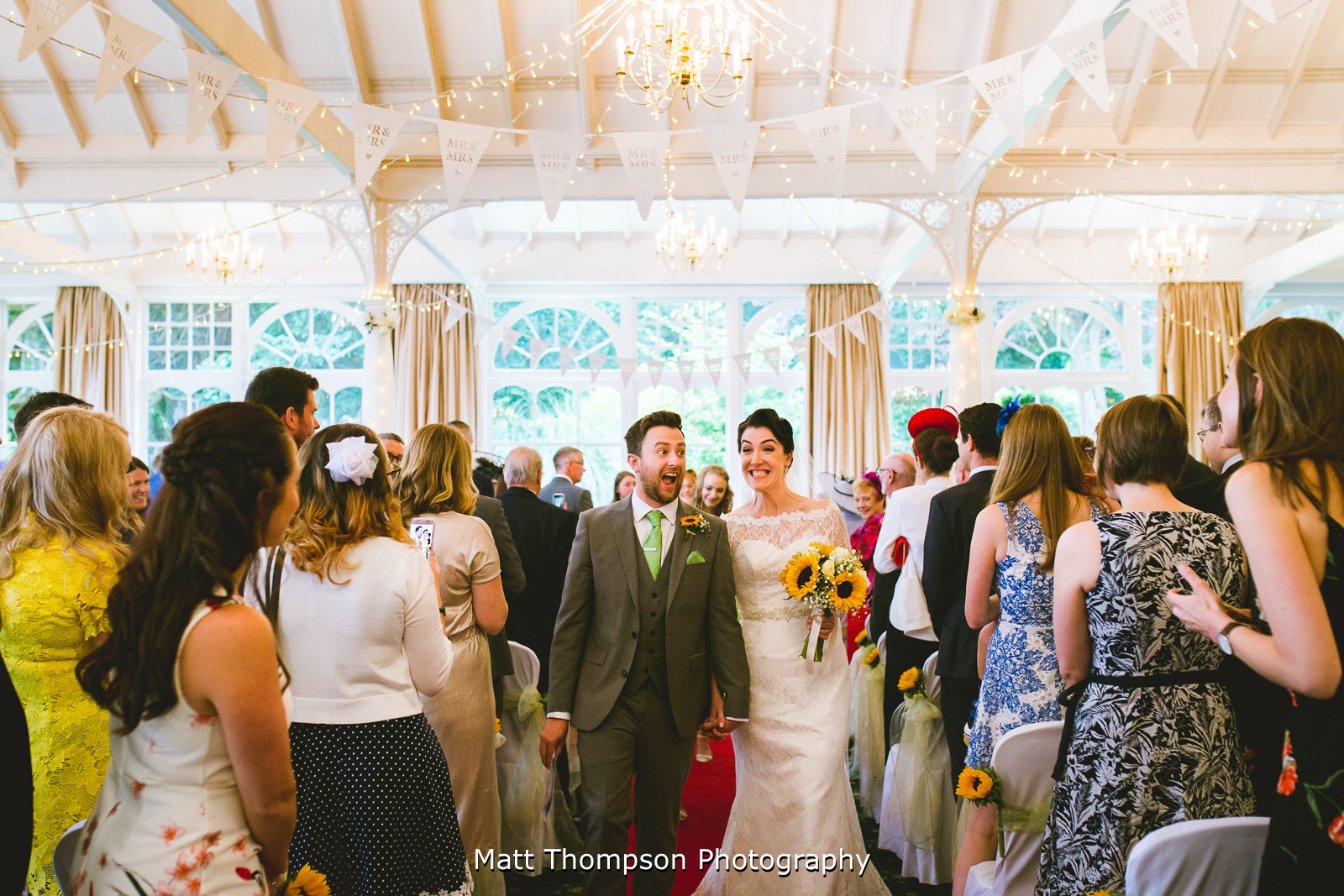 walking down the isle excited