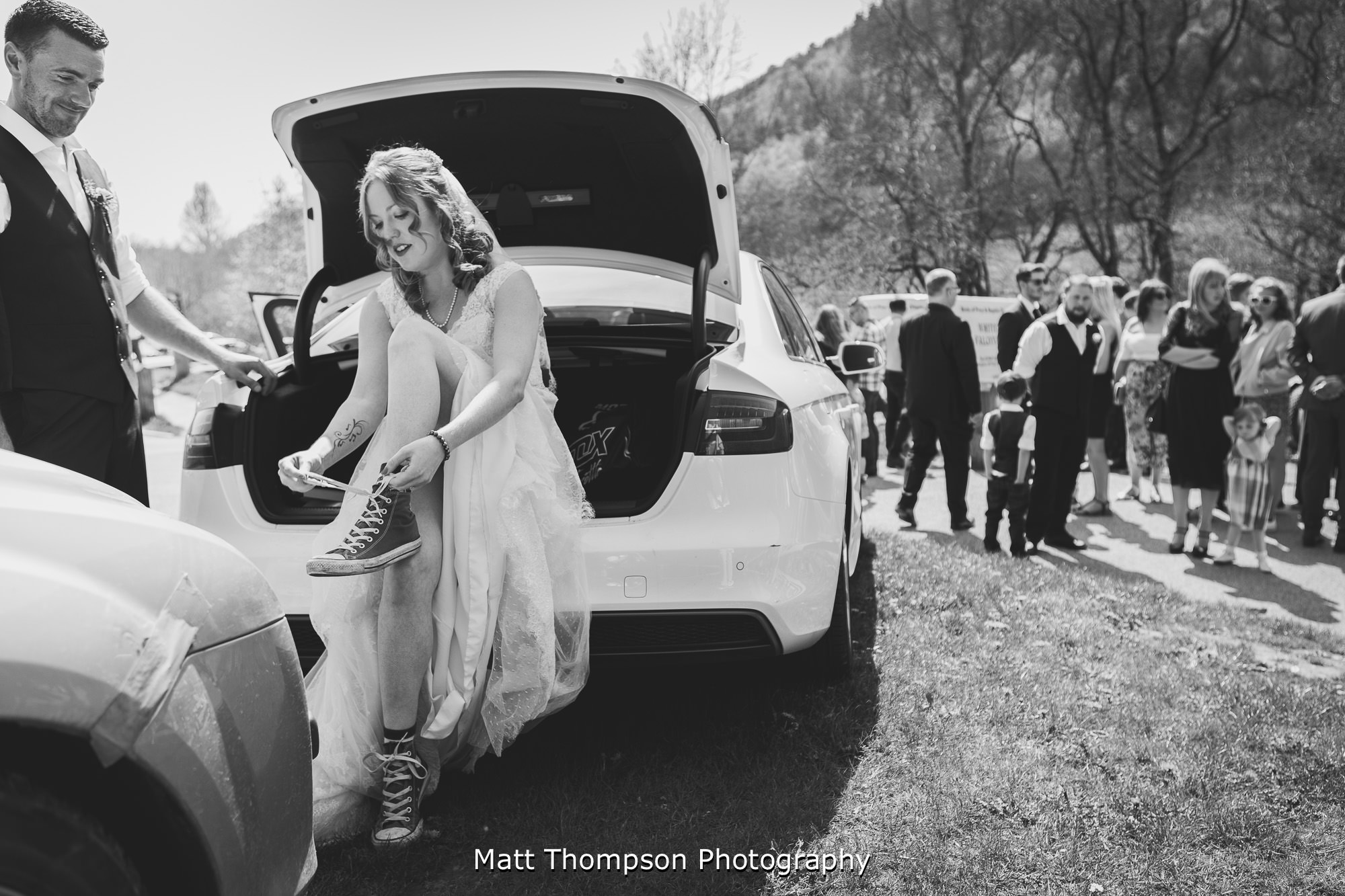 changing wedding shoes