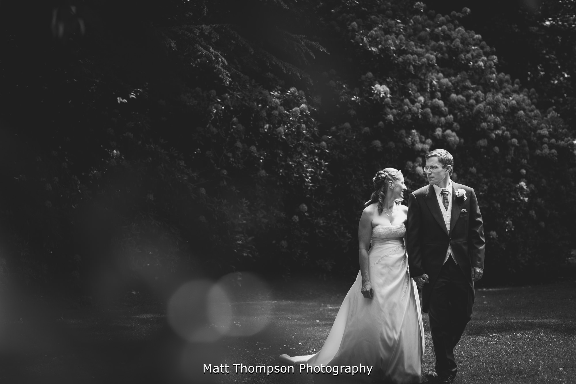 newly weds going for a walk