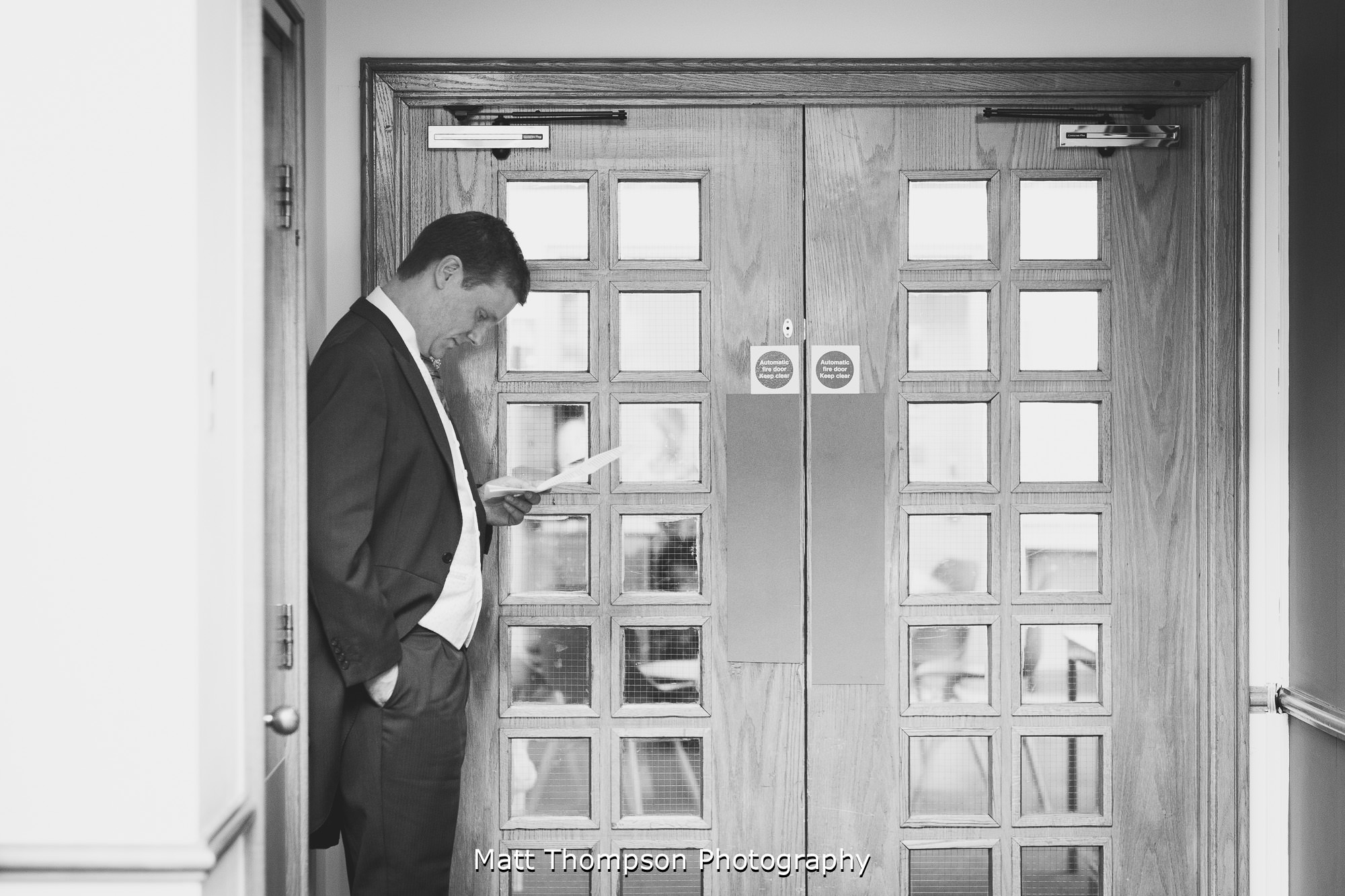 best man rehearsing speech