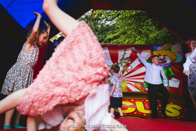 leeds wedding kids on a bouncy castle