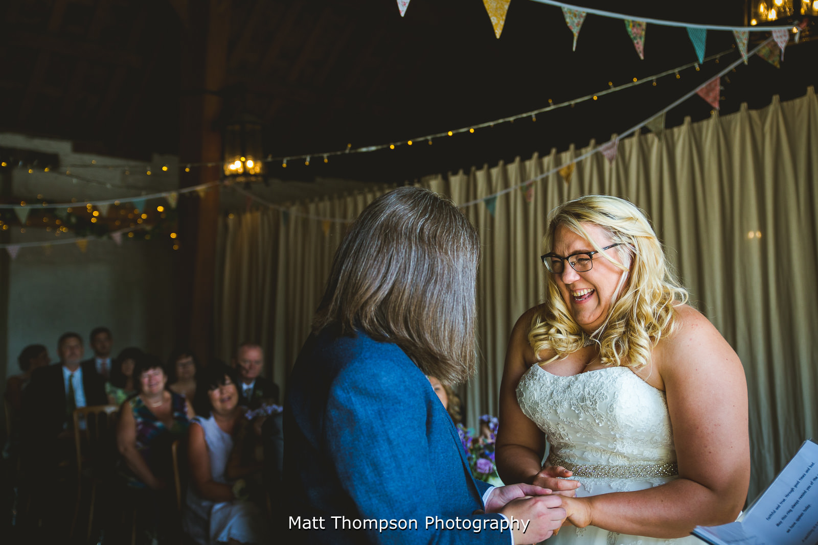 Brides laughing at east Riddlesden hall