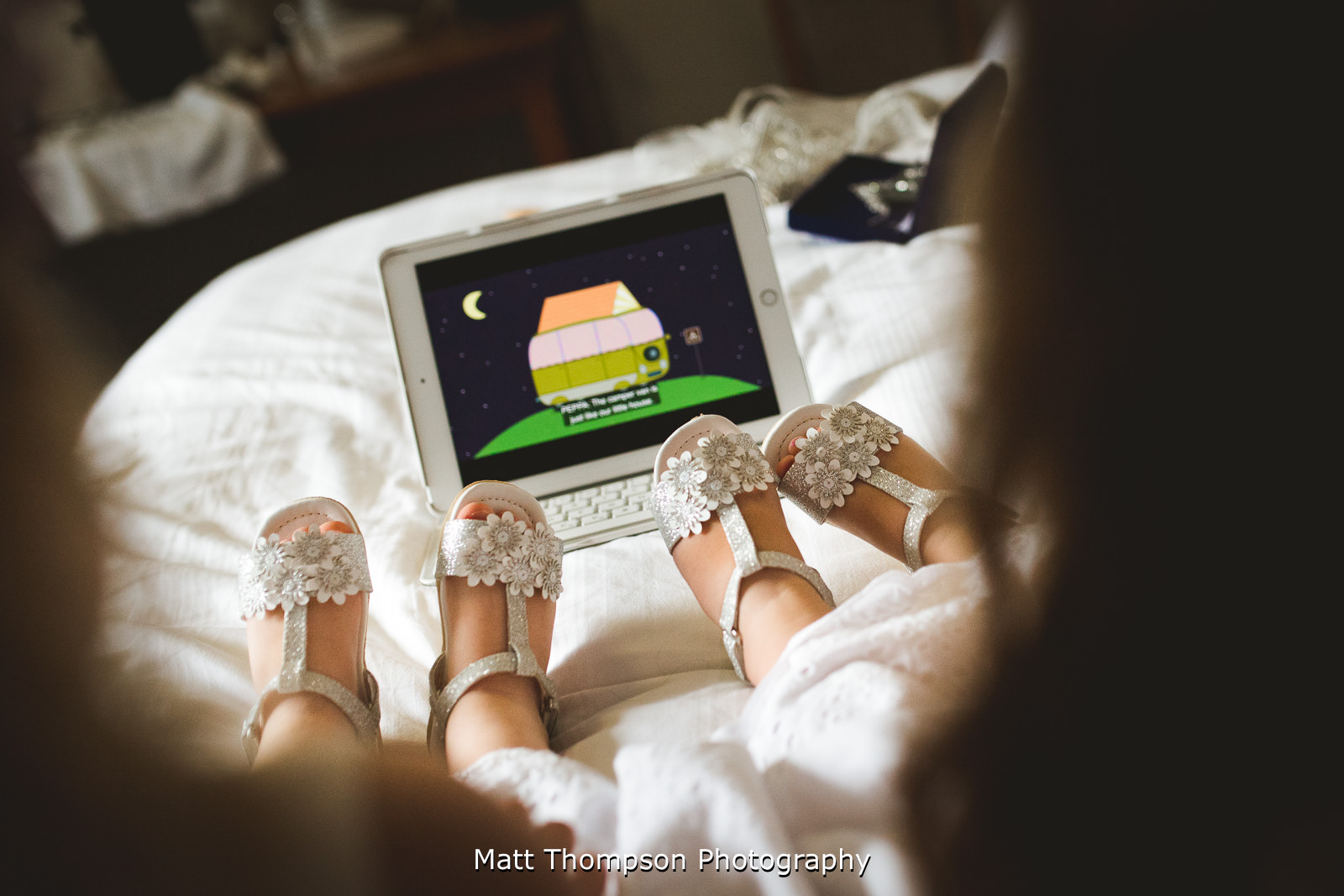 Kids watching tv before Yorkshire wedding