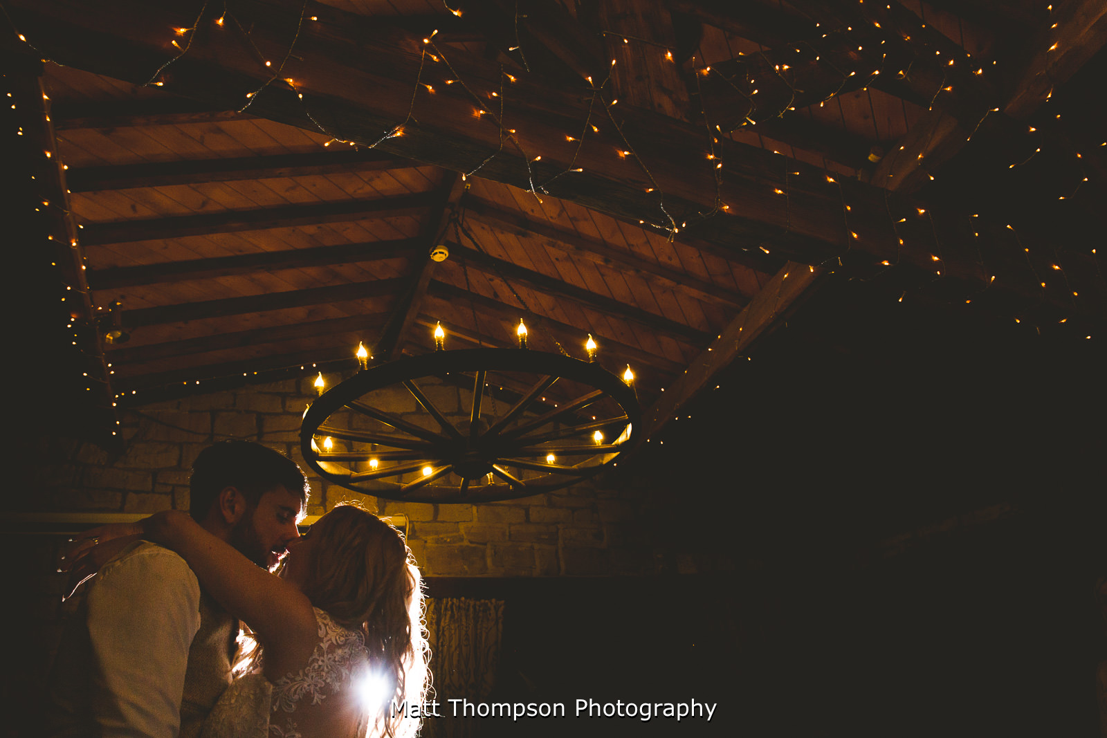 barn fairy lights first dance