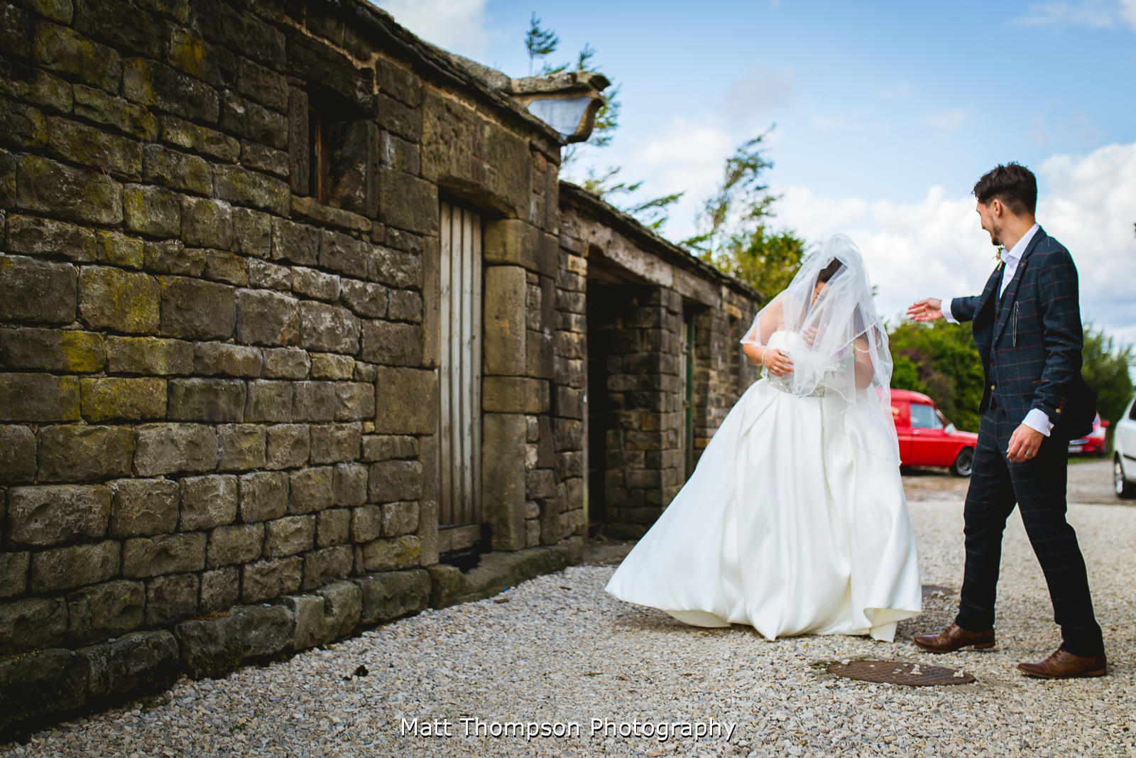 wedding veil in the wind