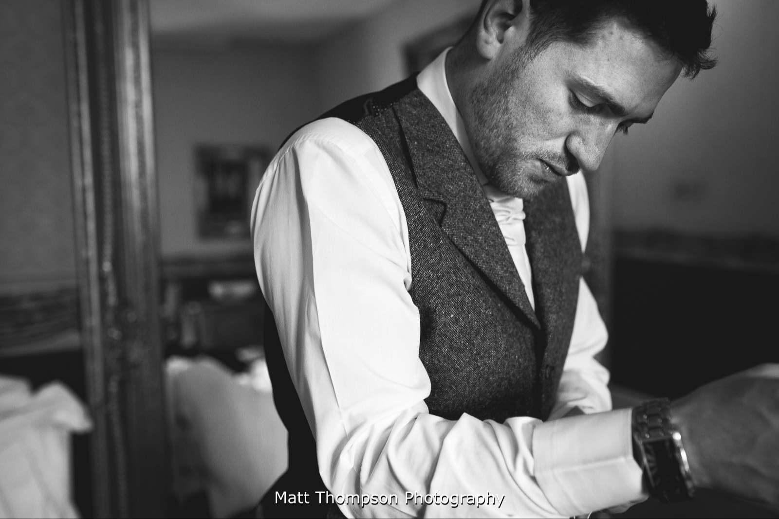 Groom getting ready