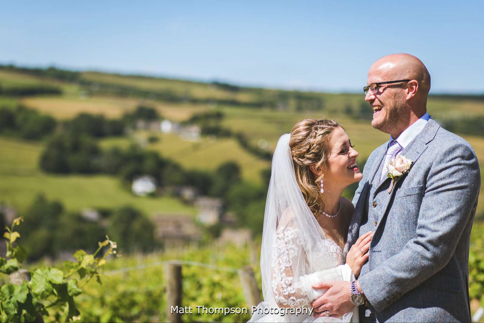 Wedding couple cuddle