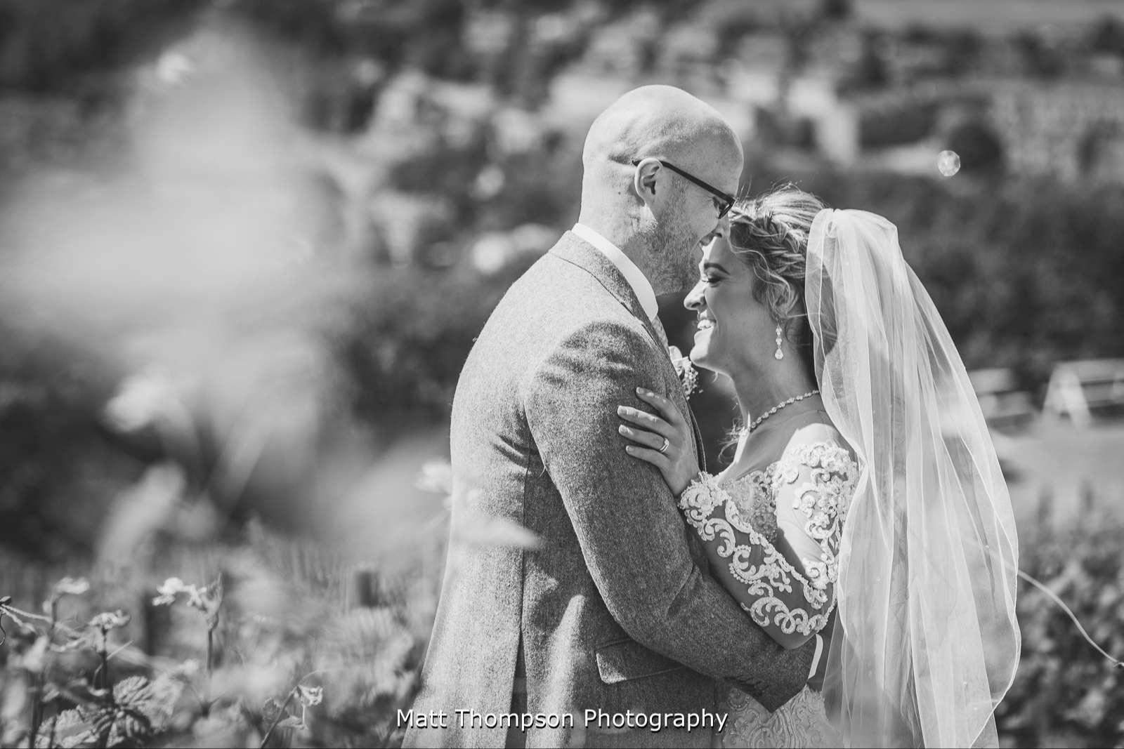 Black and white wedding photo
