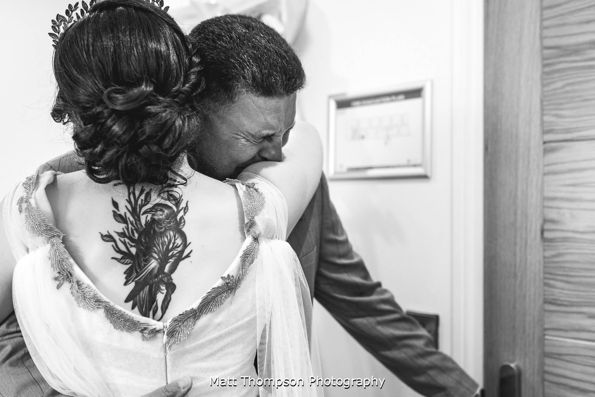 Hugs from bride