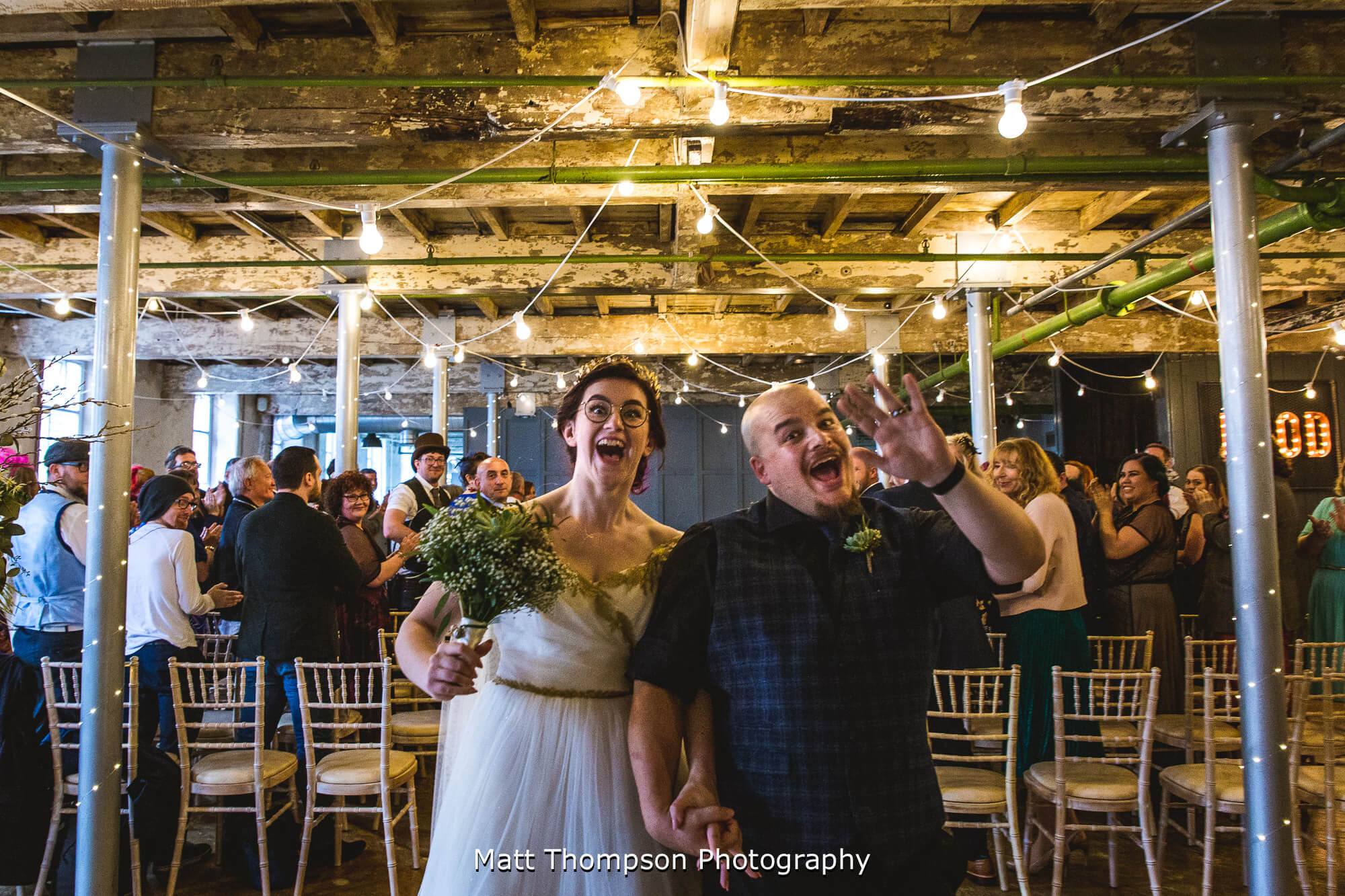 Running after the wedding photographer