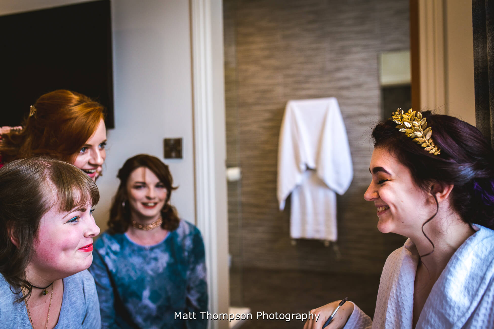Bridesmaids and bride