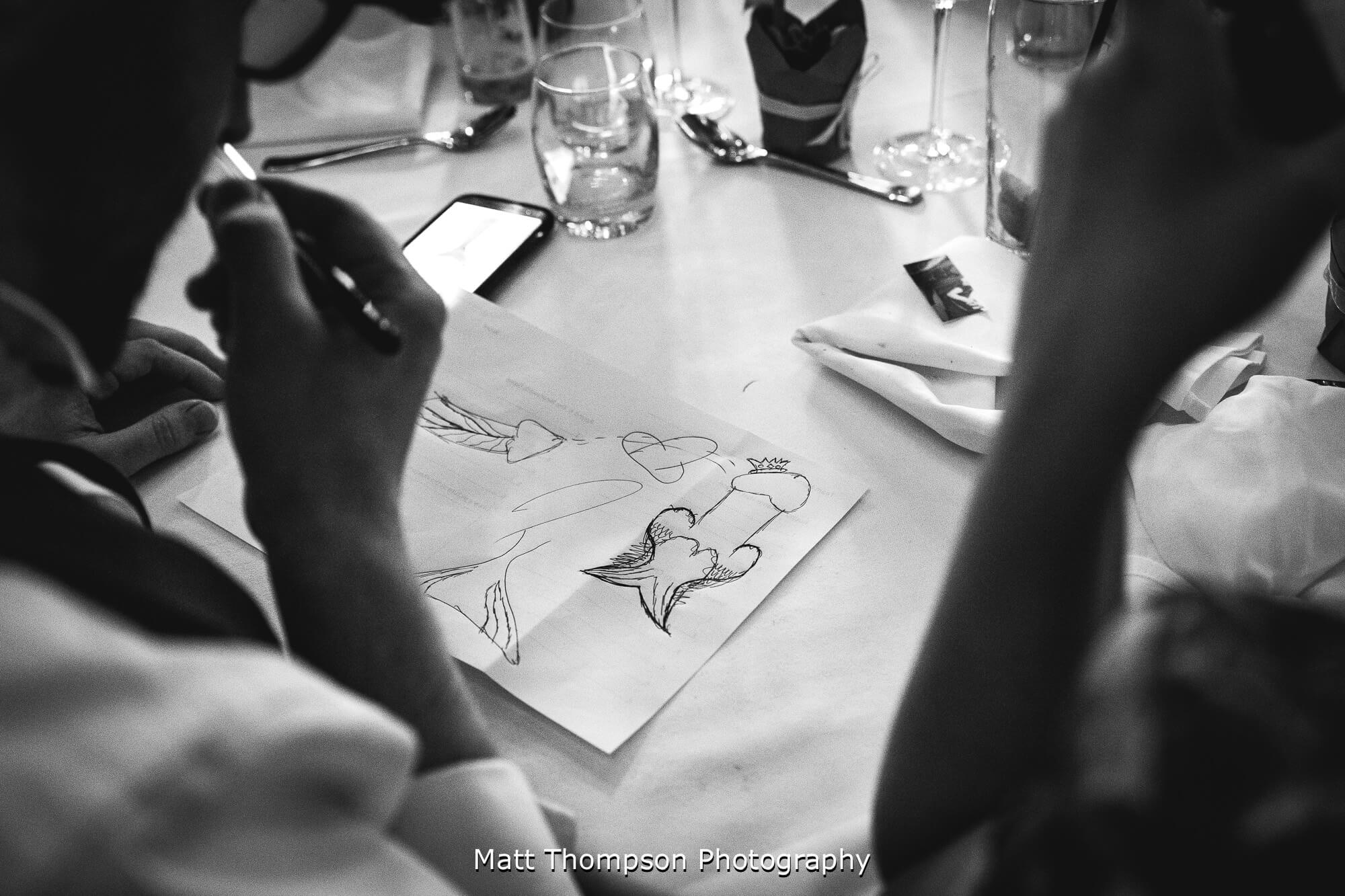 Drawing of the bride and groom