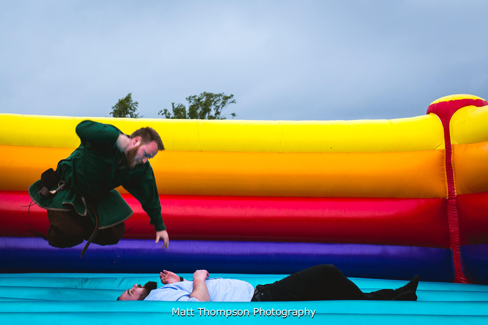 Wrestling on a bouncy castle
