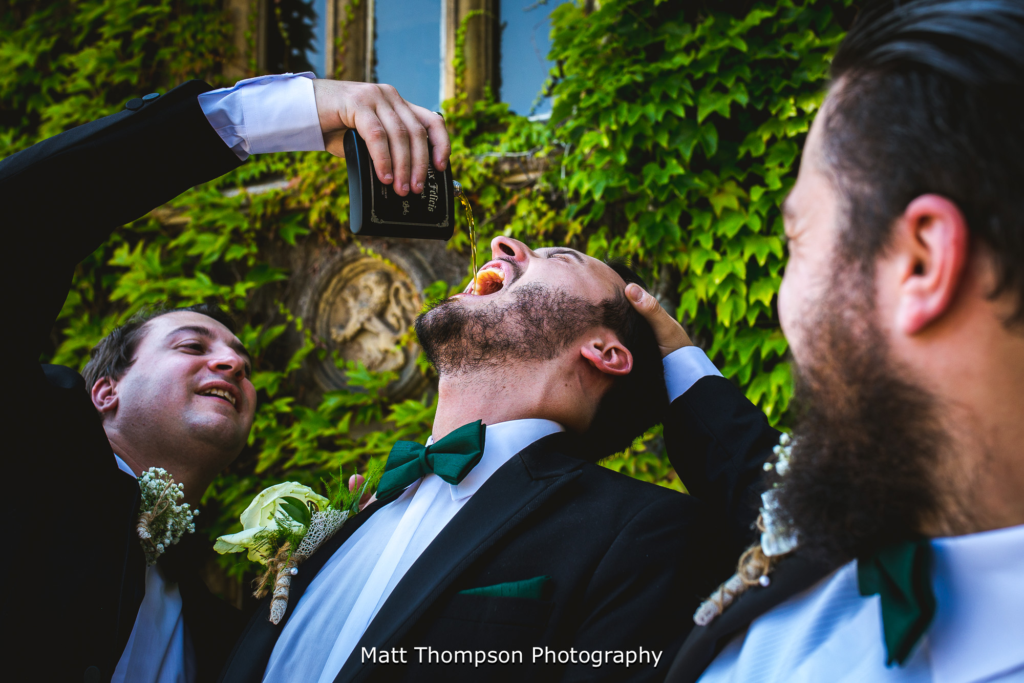 groomsmen drinking