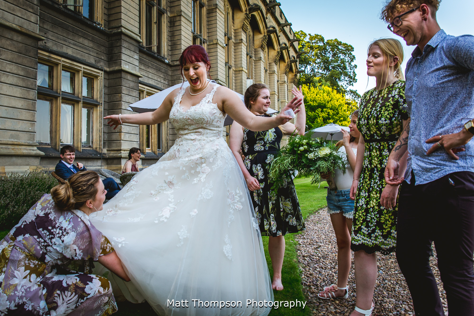 going up the brides dress