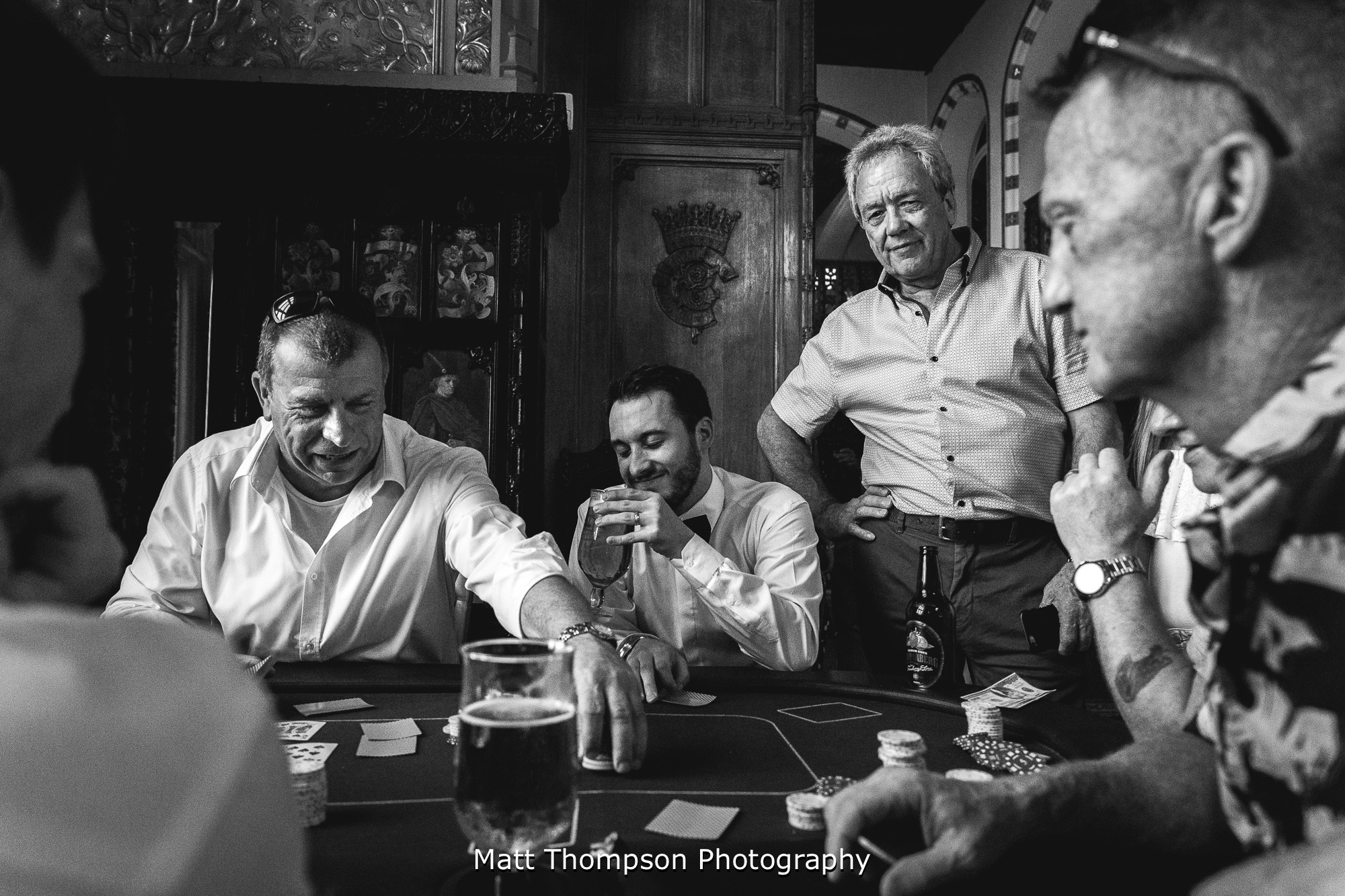 wedding guests playing poker