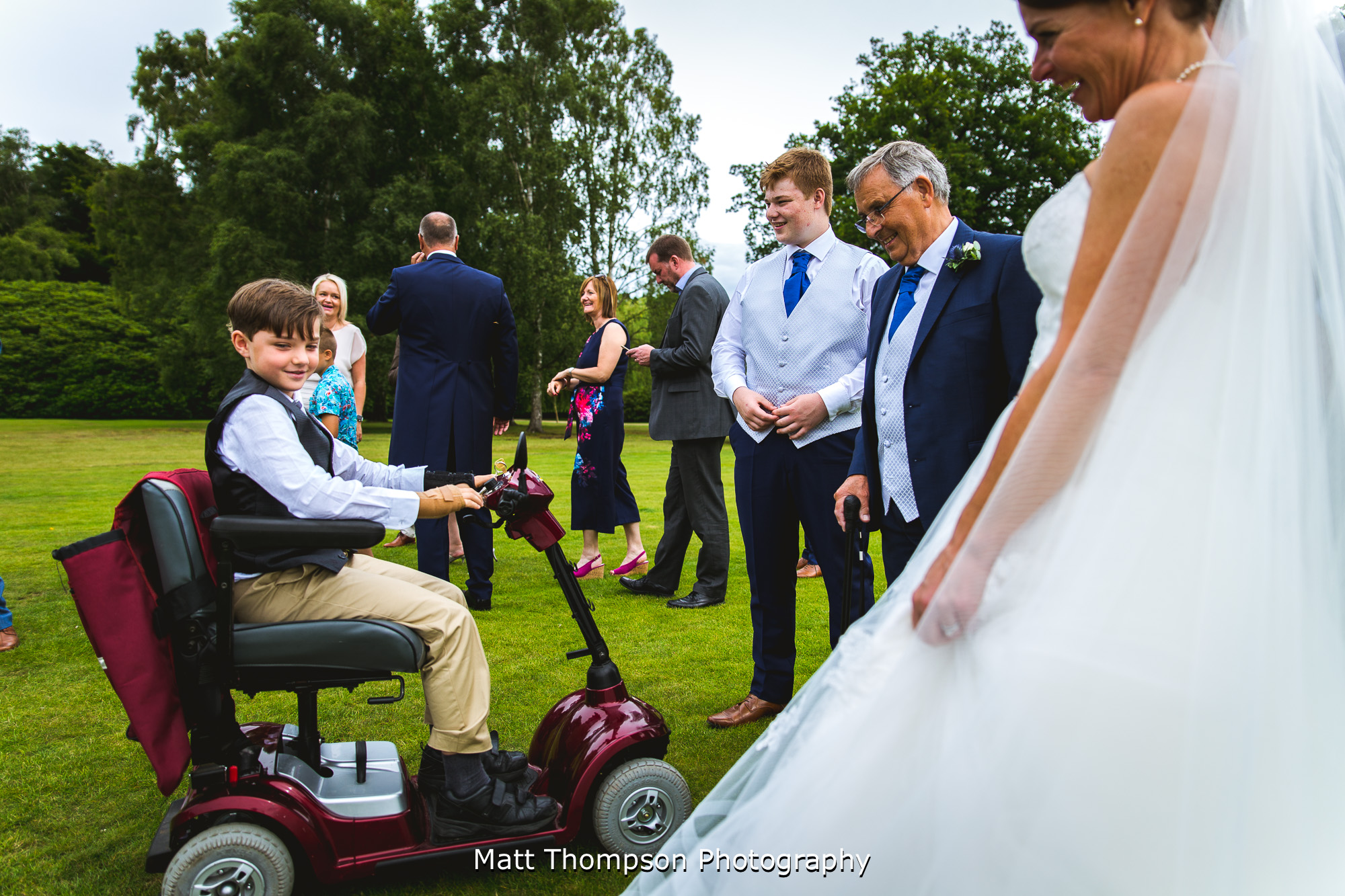 wedding guest running bride over