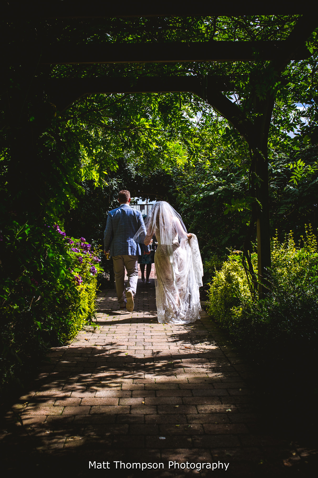 bride and groom walking