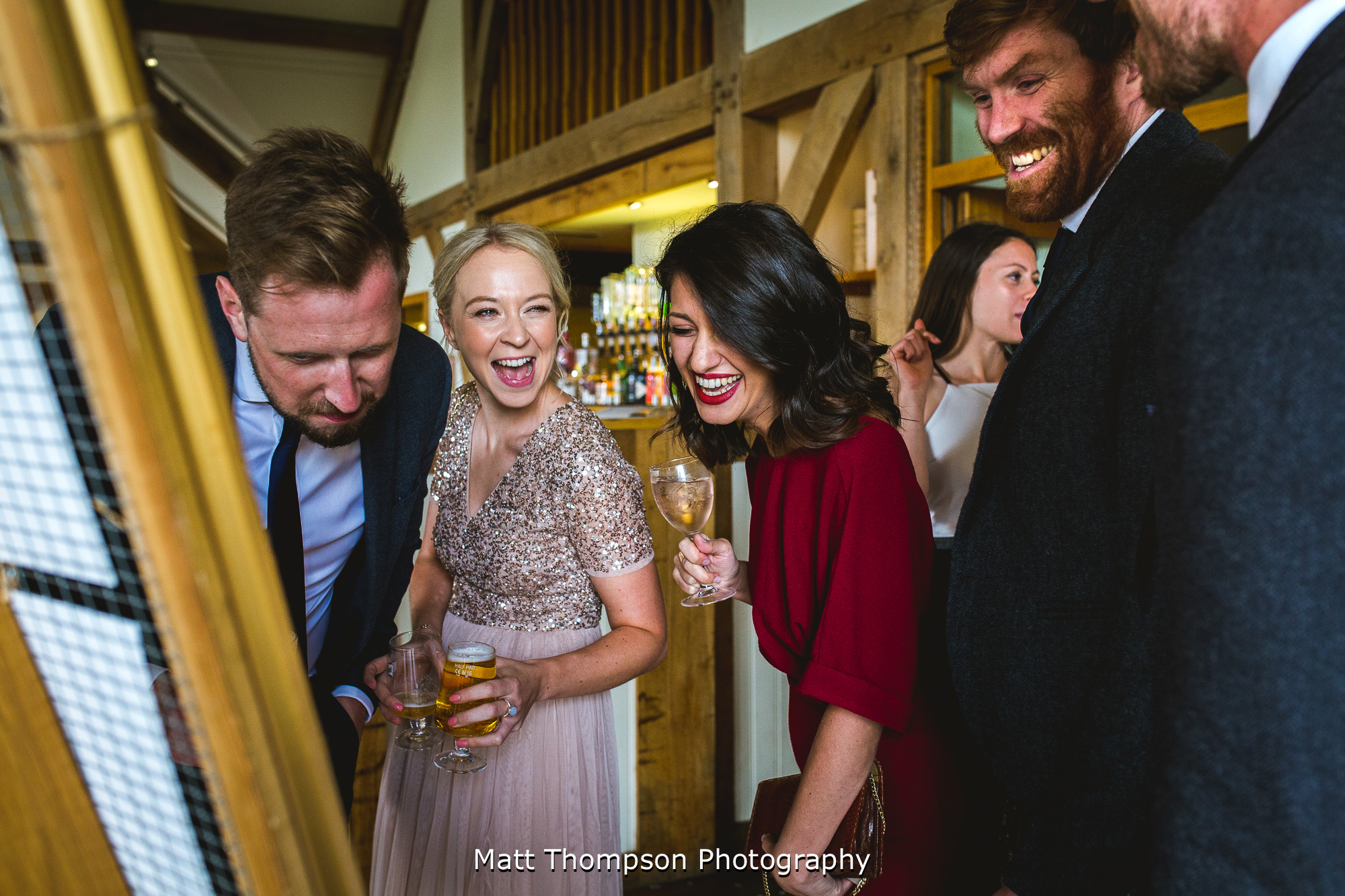 wedding guests finding their table