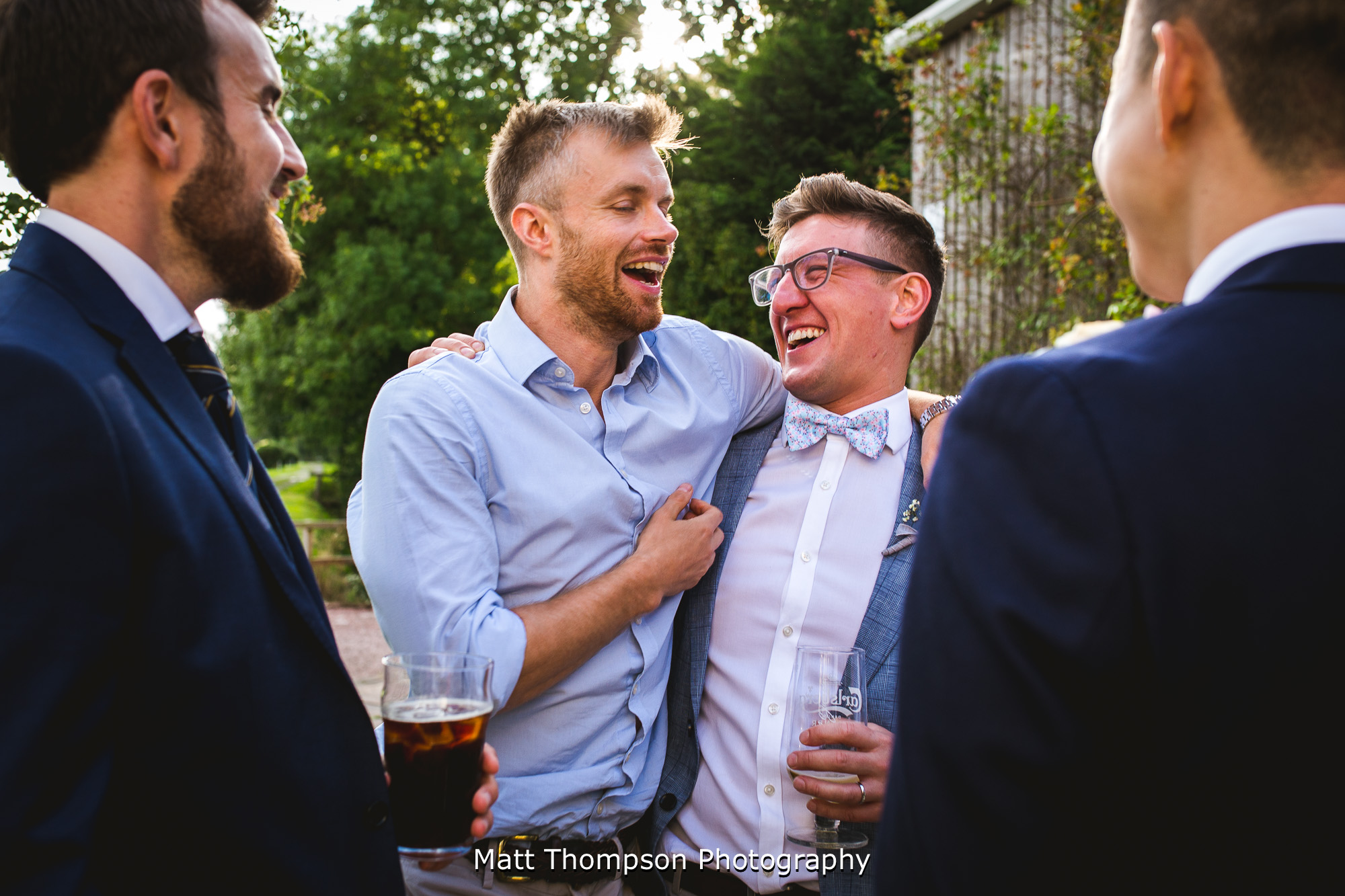 happy wedding guests