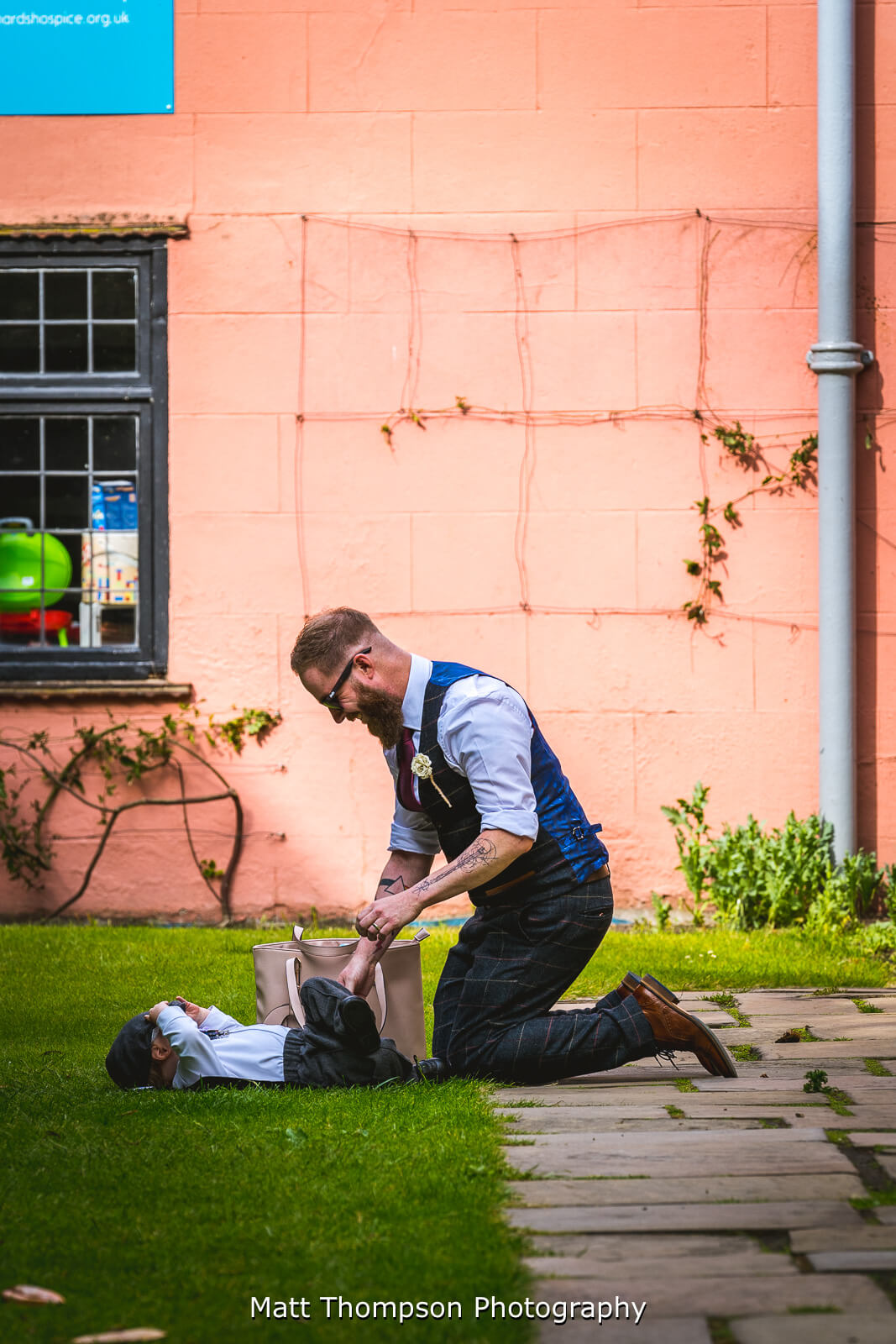 Changing a baby at the wedding