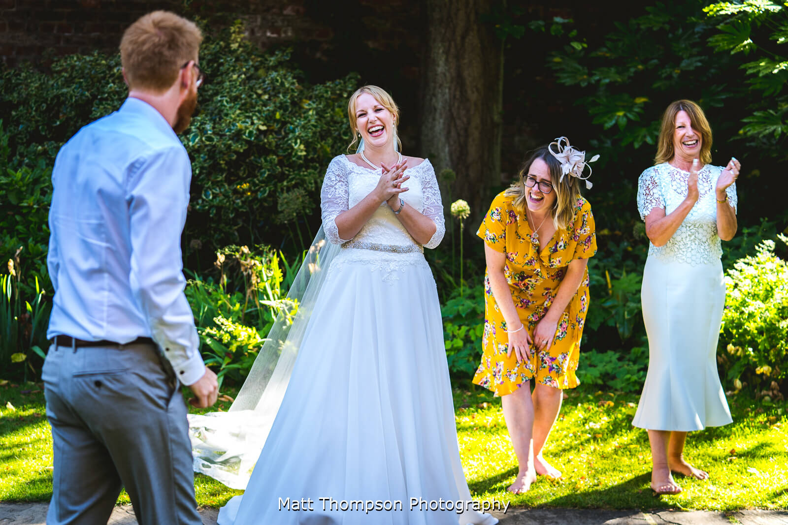 york wedding guests laughing
