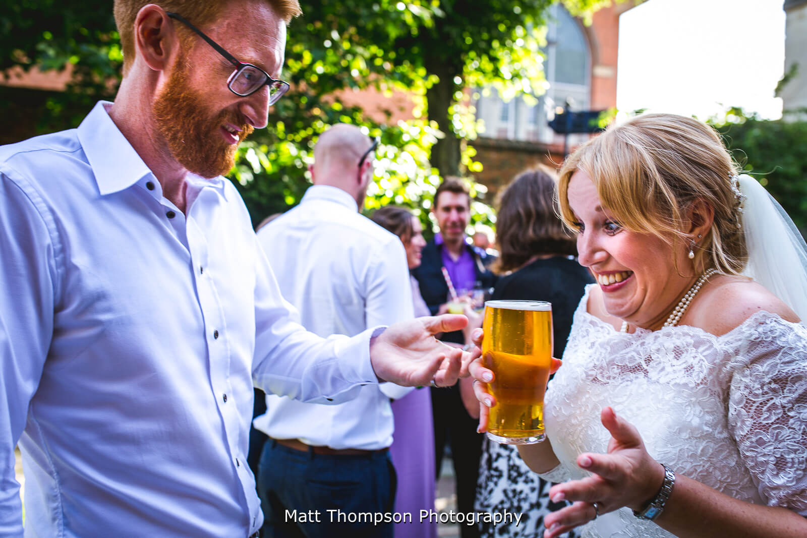 Beer drinking bride