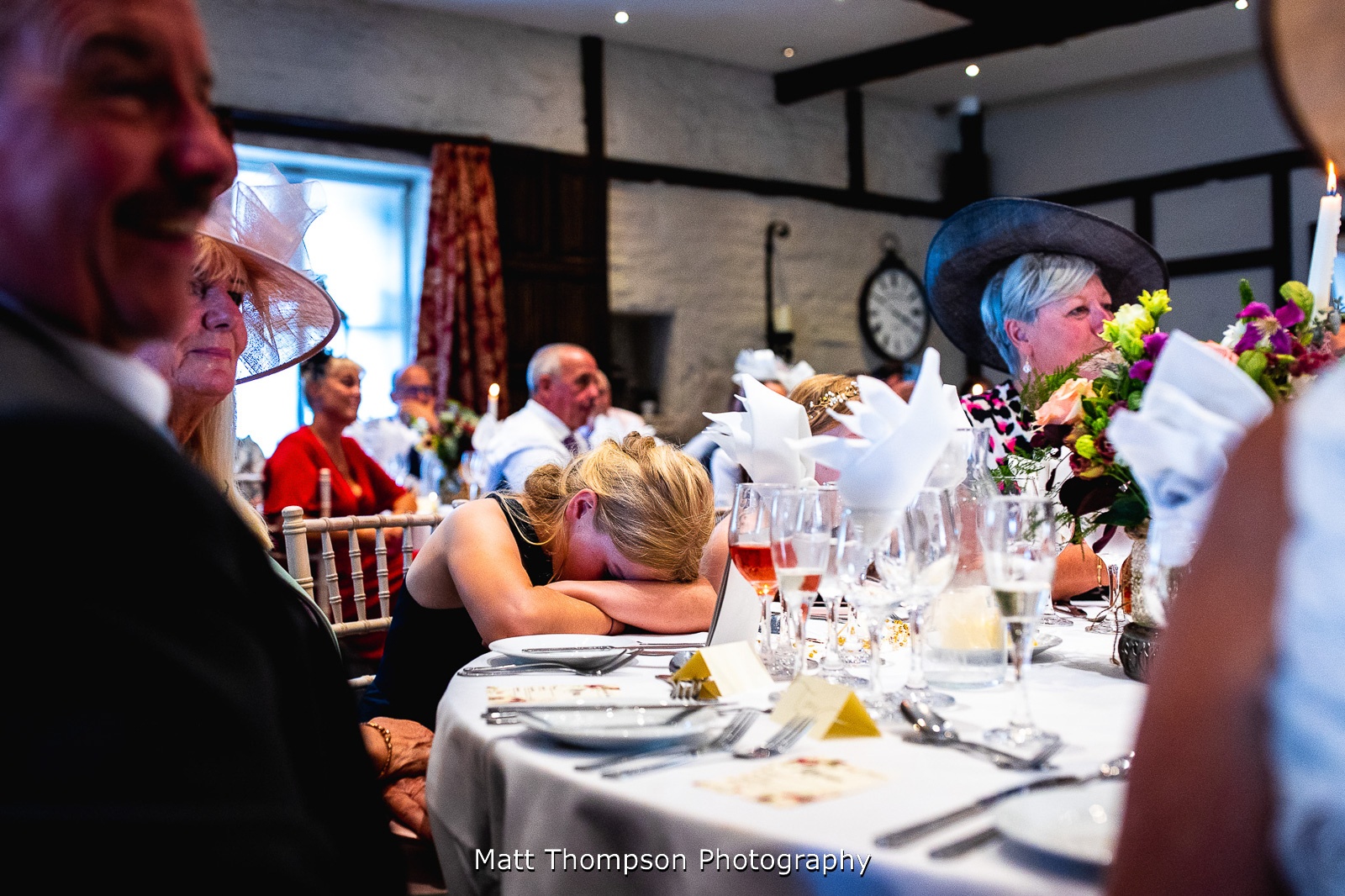 wedding guest asleep
