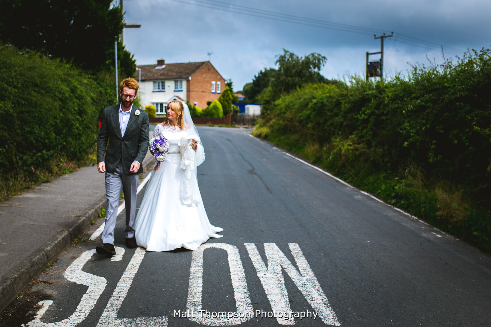 bride and groom walking