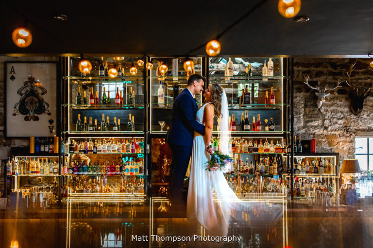 wedding portraits on a bar