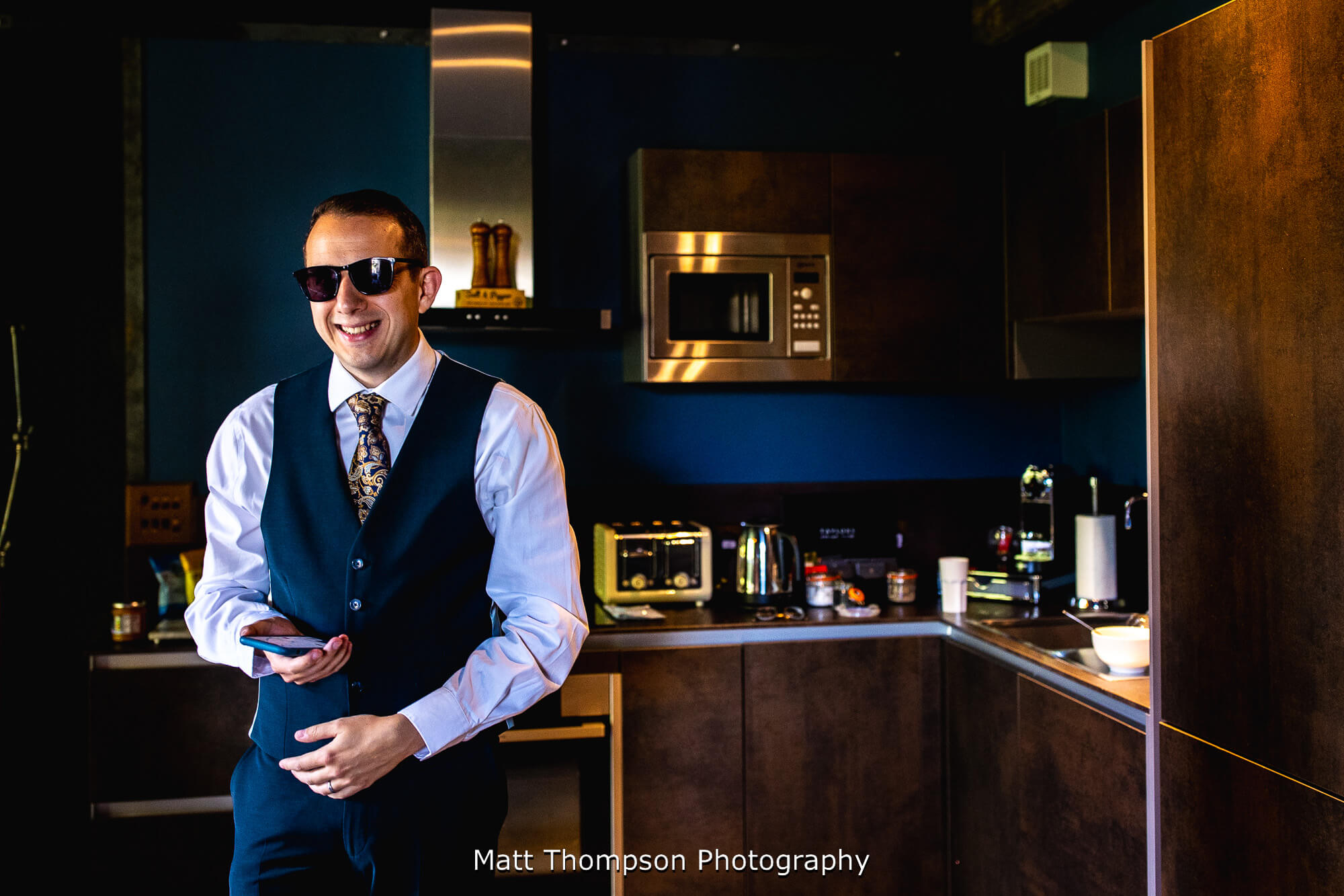 groom in sunglasses in leeds