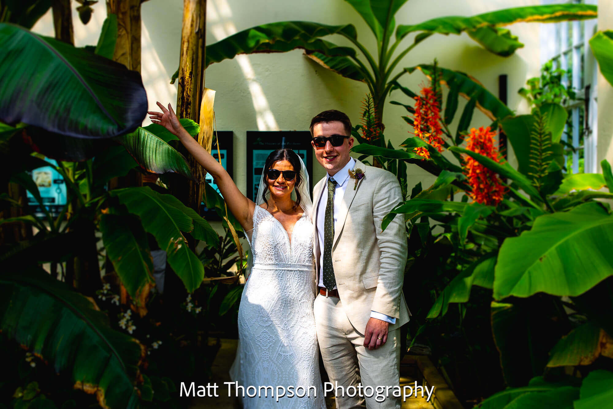 bride and groom posing